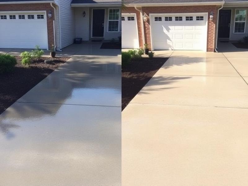 Concrete driveway pressure wash after